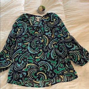 Banana Republic Medium Blouse. Blue, green, yellow